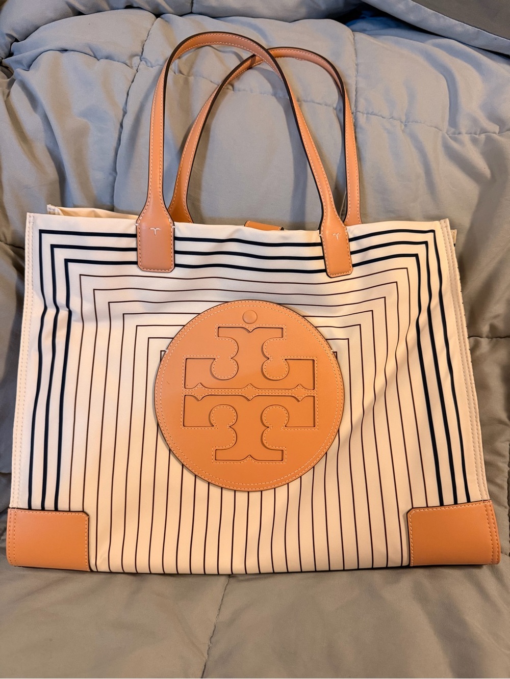 Tory Burch Ella Jacquard Stripe Tote (Ella Striped Canvas Tote).